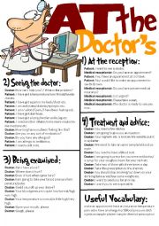 English Worksheet: At The Doctors-Useful Expressions/Roleplay