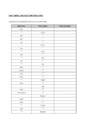 Past Simple and Past Participle Worksheet