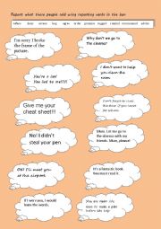 English Worksheet: Reporting verbs