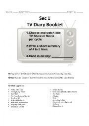 English Worksheet: TV Diary
