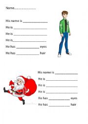 Physical descriptions Ben 10 santa 