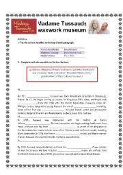 English Worksheet: Reading madame tussauds museum