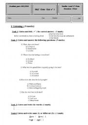 English Worksheet: Mid term test 1 for 1st formers
