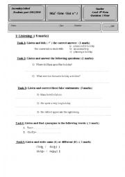 English Worksheet: Mid term test 1 for 4th formers