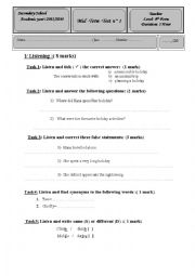 Mid term test 1 for 4th formers