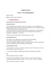 English Worksheet: Unit  1: Culture Shock - Effectve Reading (Pre-Intermediate) - Jackie McAvoy