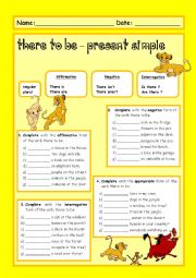 English Worksheet: There to be - present simple