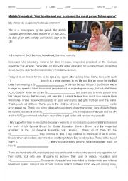 English Worksheet: Malalas Speech: Our books and our pens are the most powerful weapons