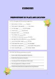 English Worksheet: Prepositions of Time and Place - Exercises (2 pages)