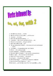 Verbs followed by to, at, for, with 2