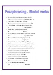 English Worksheet: Paraphrasing with modal verbs