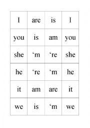 English Worksheet: To be domino