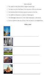 English Worksheet: Washington monuments quiz