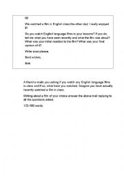 English Worksheet: Film review writing exercise - FCE model