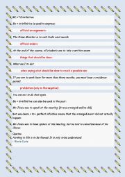 English Worksheet: Be to+ infinitive  - for future - grammar guide and exercises
