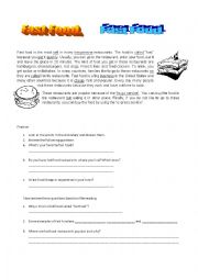 English Worksheet: fast food