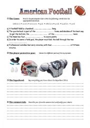 English Worksheet: American Football & The Superbowl