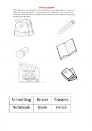 English Worksheet: School supplies