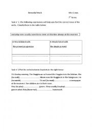English Worksheet: a remedial work for the 7th forms