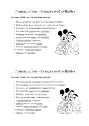 Compresses Syllables - pronunciation exercise + KEY