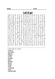 English Worksheet: Let it go wordsearch