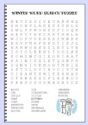 Winter Word Search Puzzle