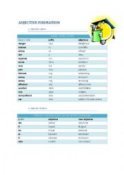 English Worksheet: Adjective formation