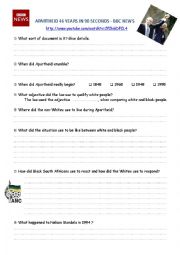 English Worksheet: Apartheid - video study.