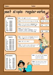 English Worksheet: Past Simple - regular verbs (2 pages)