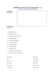 English Worksheet: American potato salad