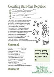 English Worksheet: One Republic- Counting Stars