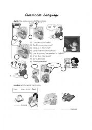 English Worksheet: Classroom language