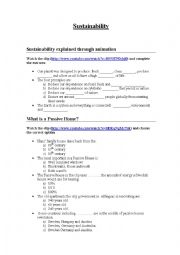 English Worksheet: SUSTAINABILITY VIDEO ACTIVITIES