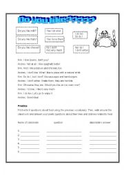 English Worksheet: food likes and dislikes