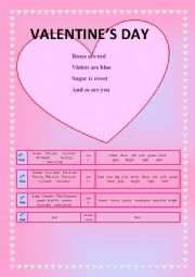 English Worksheet: VALENTINES DAY SHORT POEMS