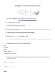 English Worksheet: London Fashion Week - Webquest