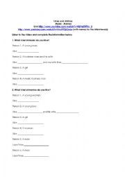 English Worksheet: Likes Dislikes Movies and Music