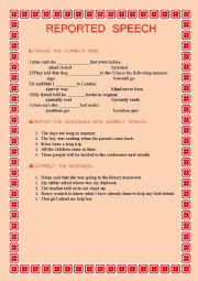 English Worksheet: REPORTED SPEECH