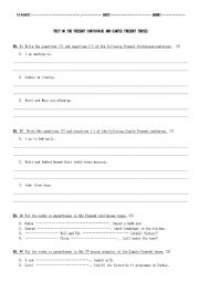 English Worksheet: Present Simple-Present Continuous test 
