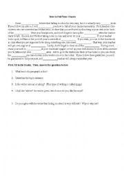 English Worksheet: Sample Paragraph writing - Instructions