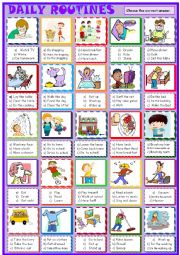 English Worksheet: daily routines :Multiple choice activity