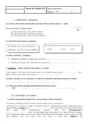 English Worksheet: English test n2 fourth form tunisian school