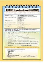 English Worksheet: Greetings, Farewells and Special Expressions