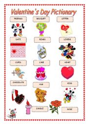 English Worksheet: Valentines day pictionary