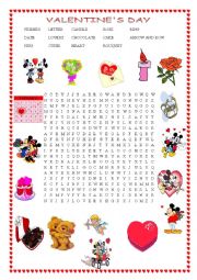 Valentines day wordsearch