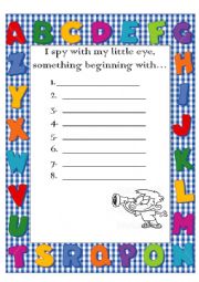 English Worksheet: I Spy Handout