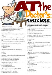 English Worksheet: At The Doctors Exercises(multiple choice+writing)