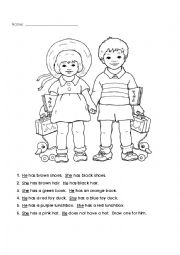 English Worksheet: He/She coloring page