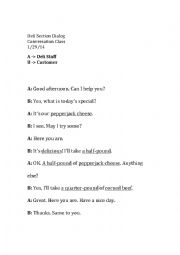 English Worksheet: Deli Dialog