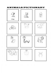 English Worksheet: animals pictionary